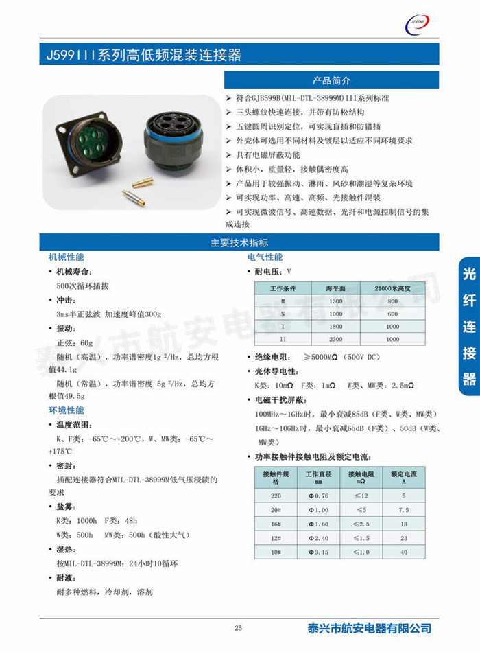 J599III系列高低频混装连接器